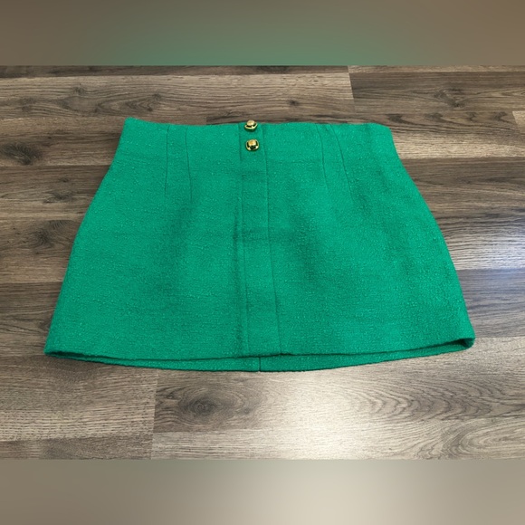 Zara Vibrant Green Pencil Skirt mini short high waste bold luxury Hollywood - Picture 13 of 15